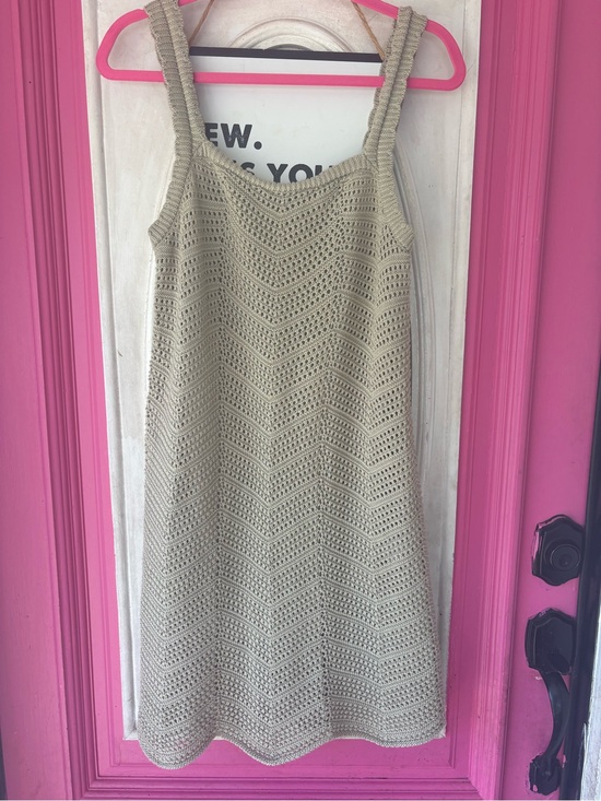 a new day Dresses & Skirts - a new day Beige Crochet Tank Mini Dress
